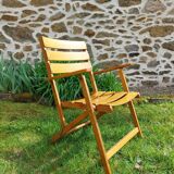 Set of 2 vintage wooden folding armchairs