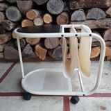 Magazine holder table with wheels end of sofa 1970