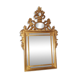 18th century style gilt wood pediment and glazing bead mirror 88x54 cm C374 S