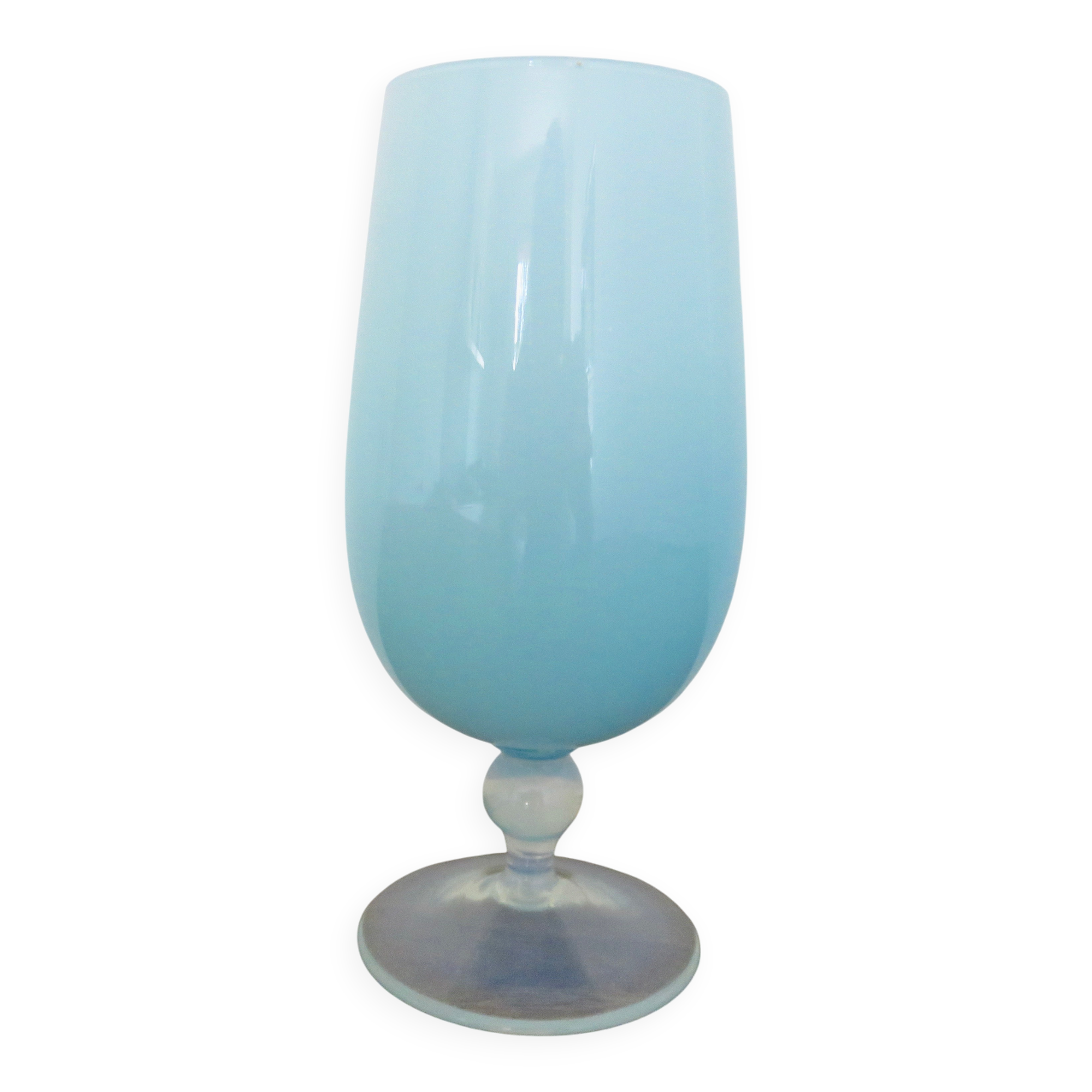 Pale blue opaline vase, opalescent glass, 1960s 70s