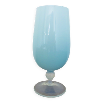 Pale blue opaline vase, opalescent glass, 1960s 70s