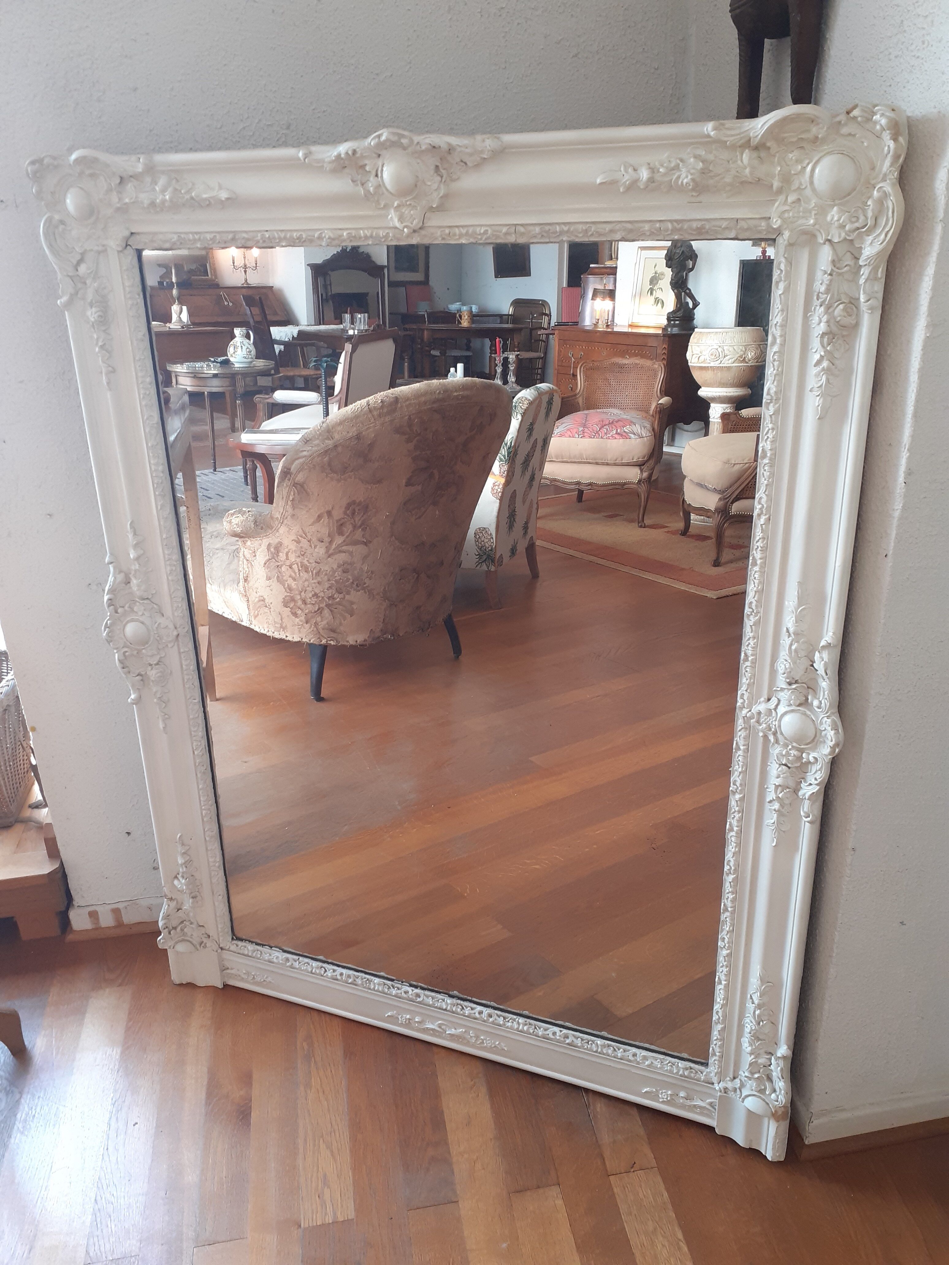 Fireplace mirror painted white 102x130cm