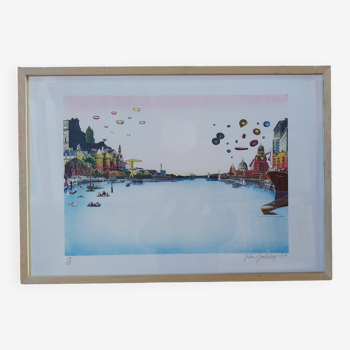 Nantes by Julien Grataloup. Lithograph Numbered 19/100 and signed.