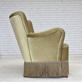 1960s, Danish 2-seater sofa, green furniture velour, beech wood legs.