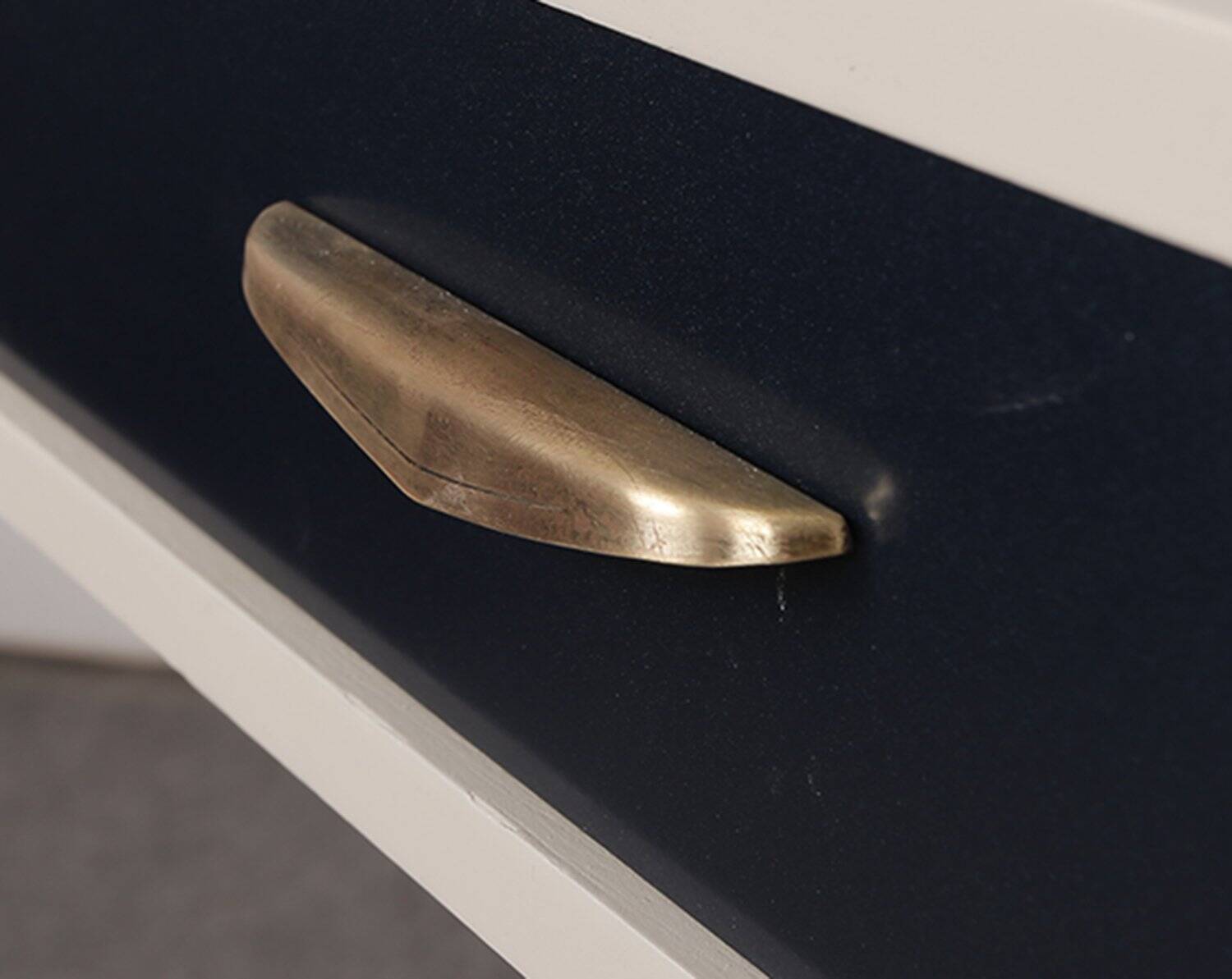 Mid-Century desk/console in dark blue and beige painted wood – Hungarian design from the 1960s.