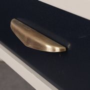 Mid-Century desk/console in dark blue and beige painted wood – Hungarian design from the 1960s.