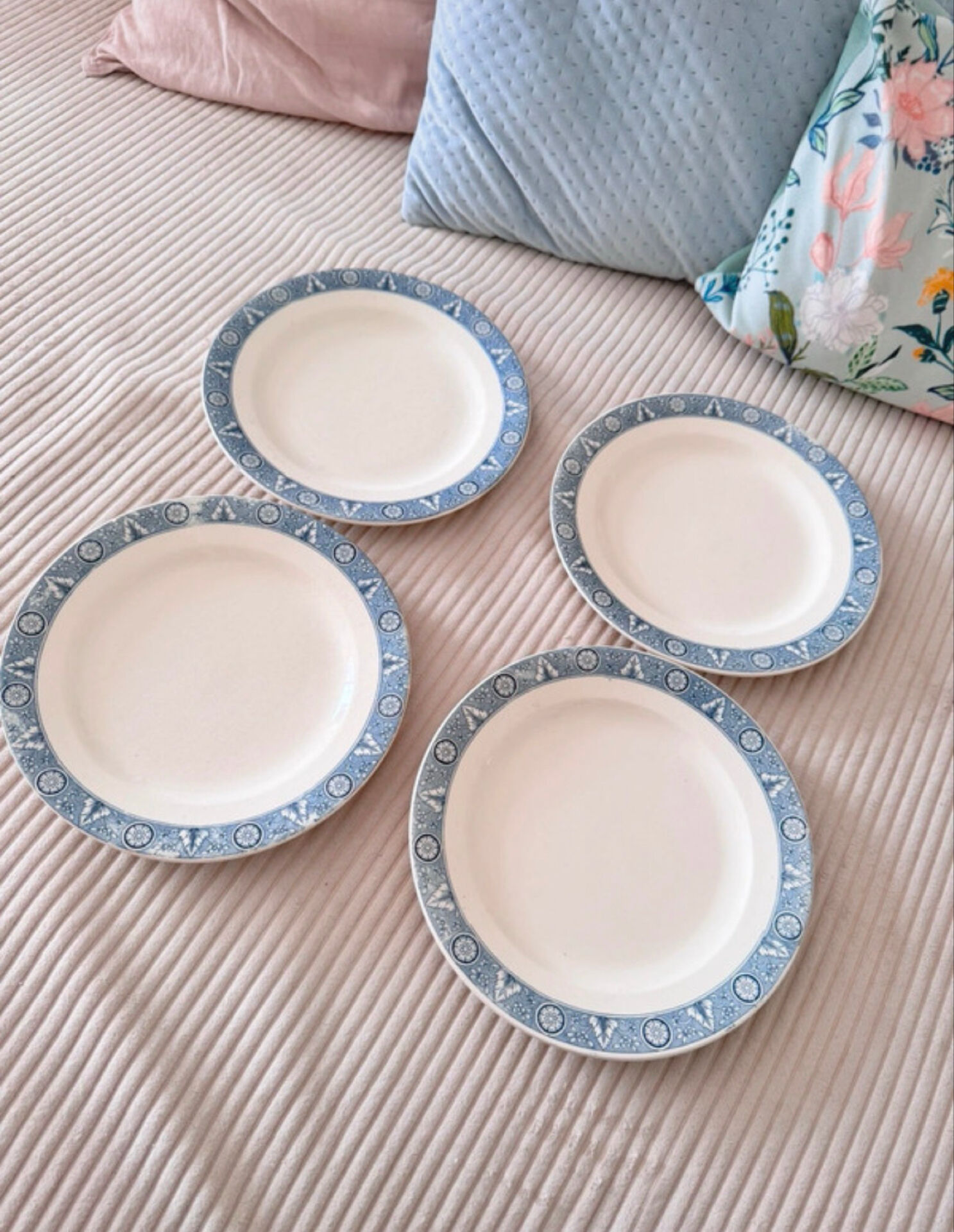 Lot de 4 belles assiettes plates en terre de fer