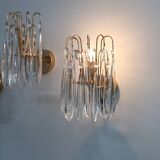 Lot de 4 appliques murales vintage en verre de Murano en forme de larme, années 1980