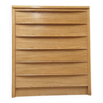 Vintage Scandinavian wooden chest of drawers with 6 drawers from the 1970s.