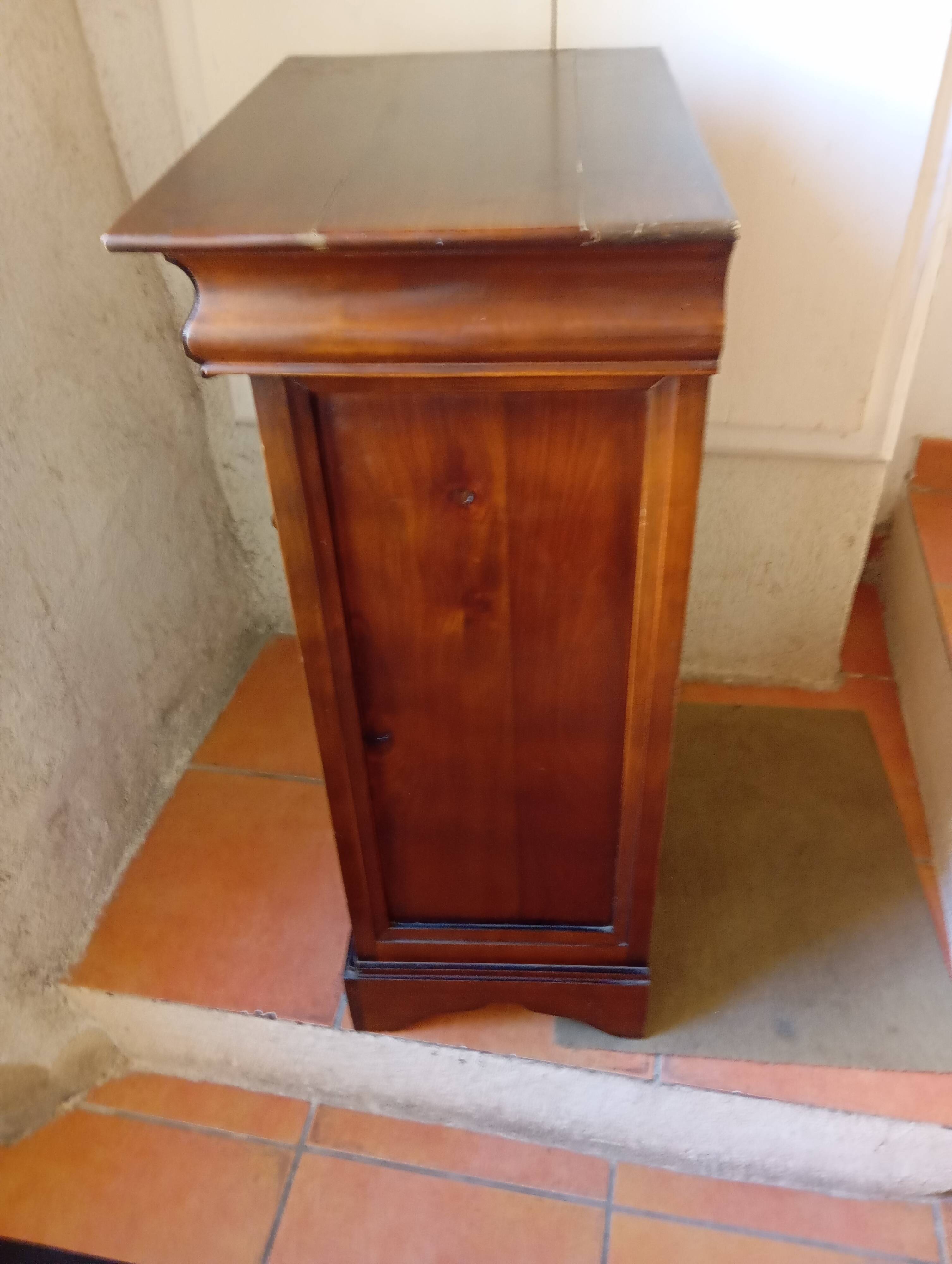 Solid wood nightstand in louis philippe style