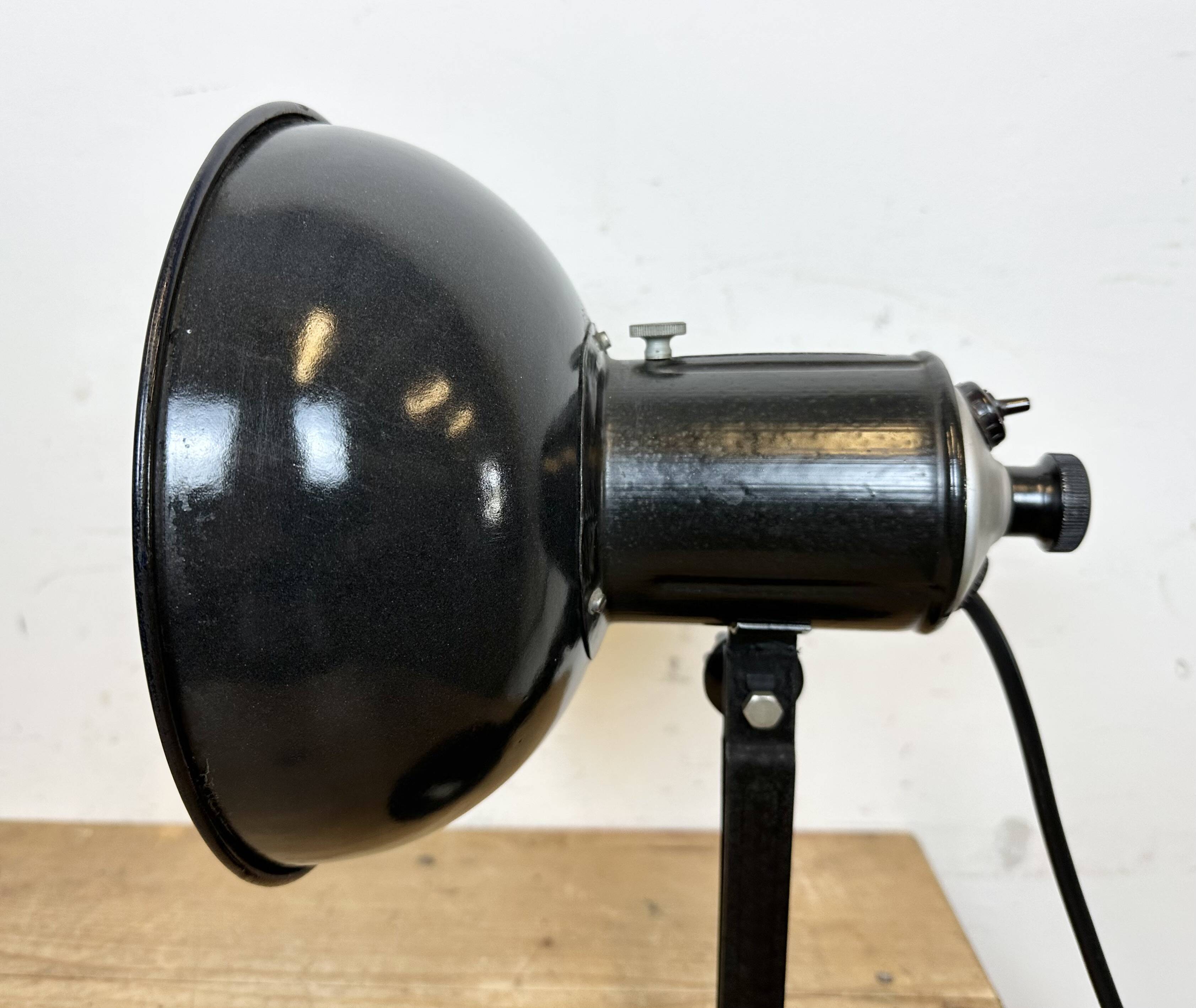 Vintage black enamel table photo lamp, 1950s