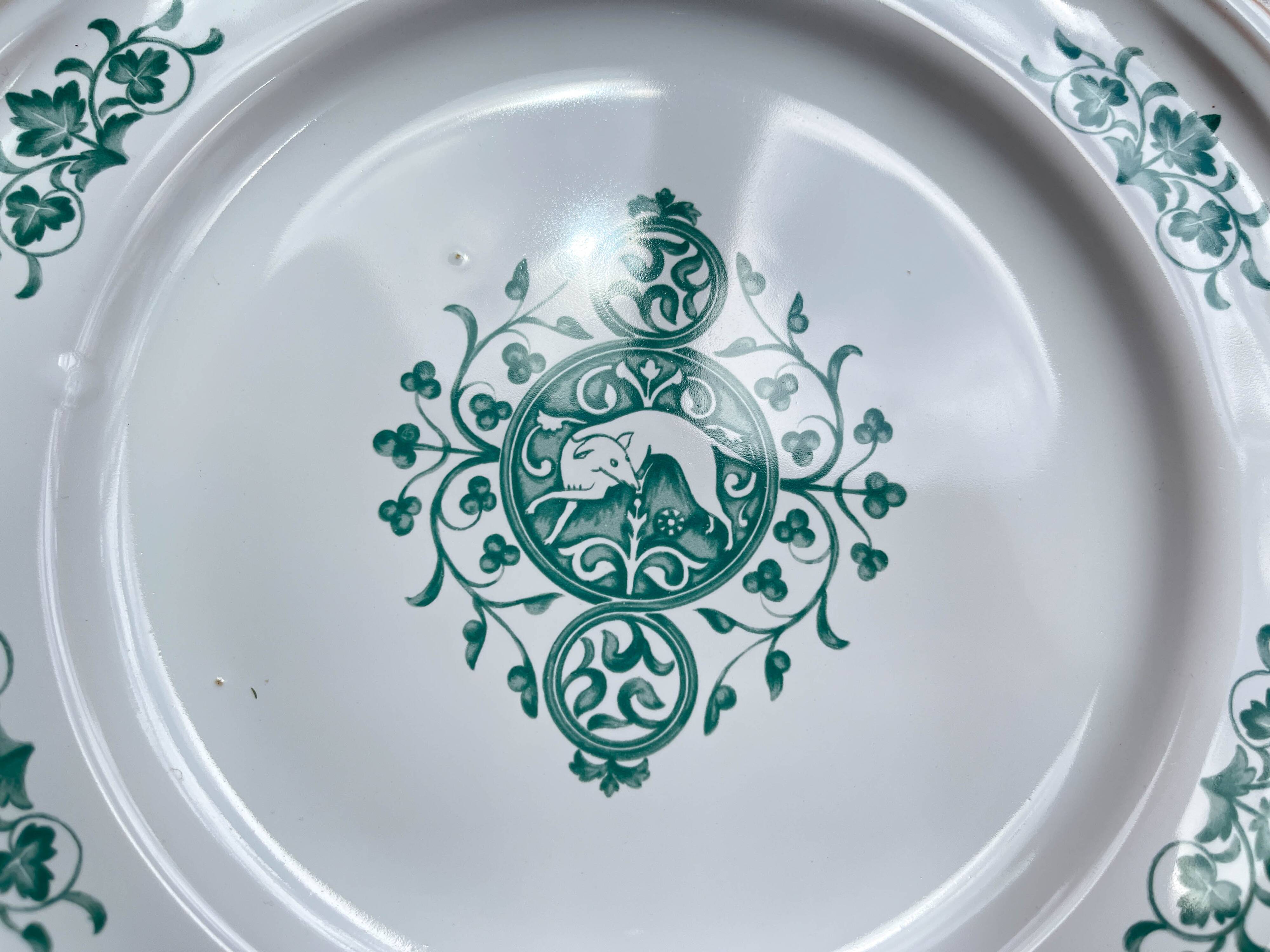 Vintage round dish from Gien Motton, made in France, 1980s, animal decor