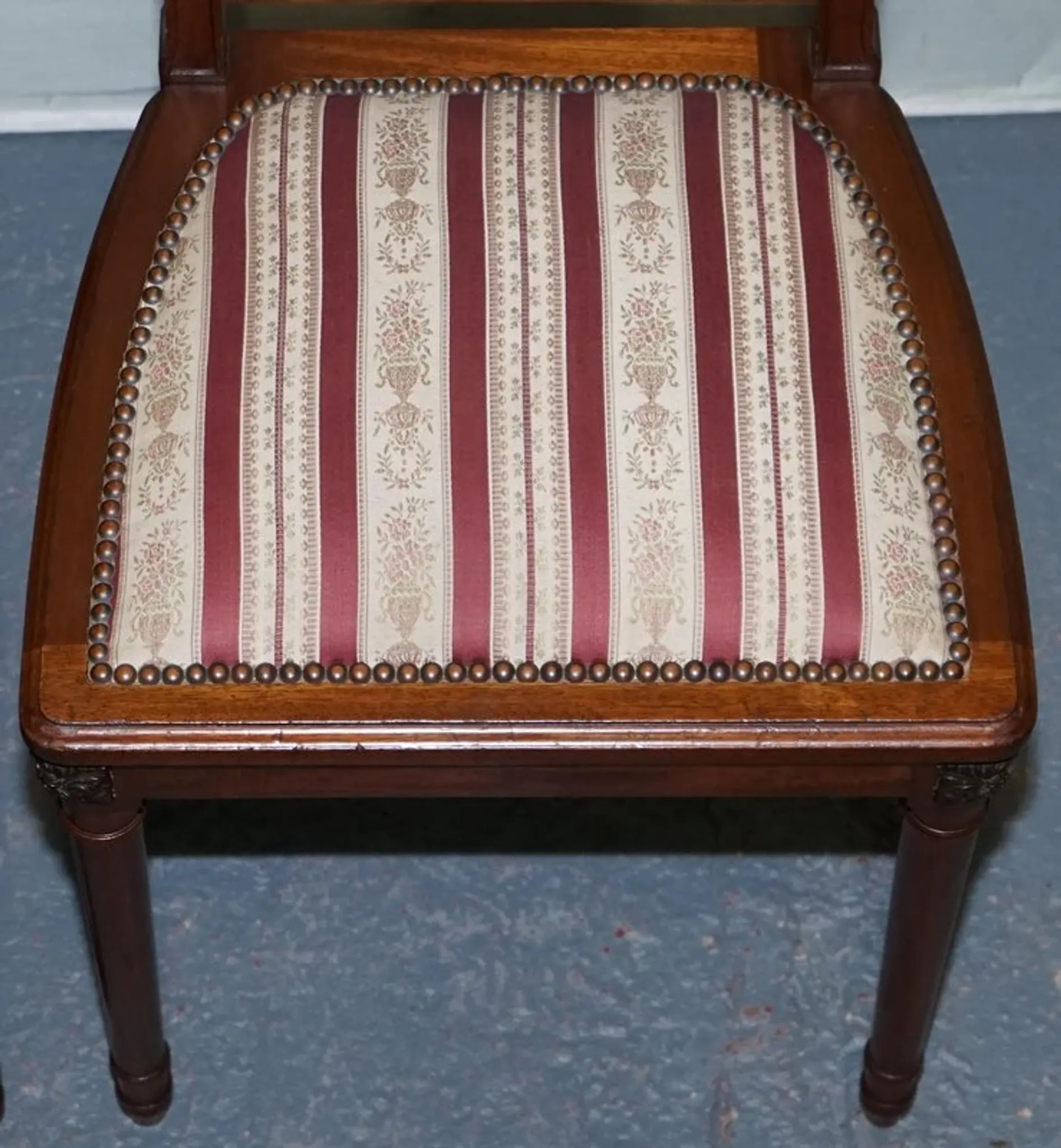 Set of Vintage Wooden Dining Chairs with Carved Details