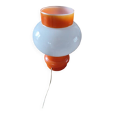 Lampe vintage opaline blanche et orange