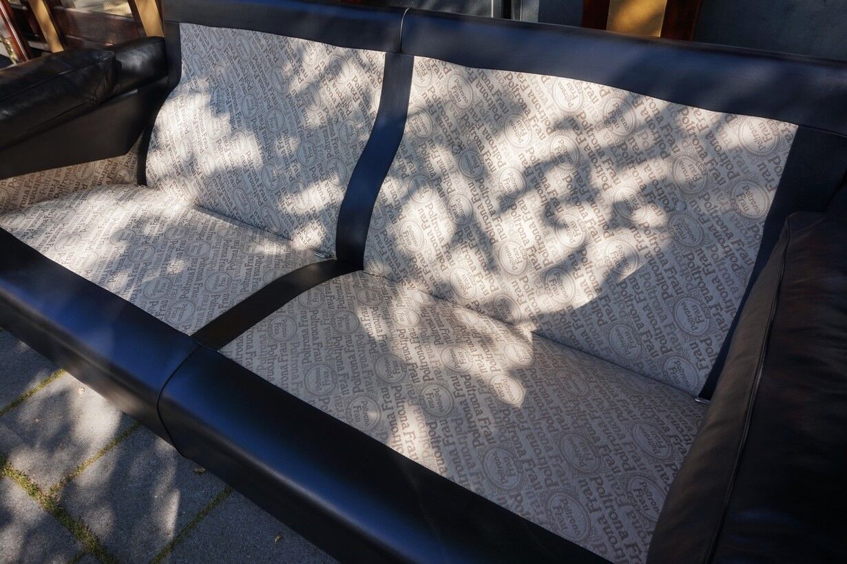 Black Leather Sofa by Tito Agnoli for Poltrona Frau, Italy, 1980s