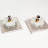 Paire de appliques murales en verre brutalistes par Albano Poli pour Poliarte, Italie 1970