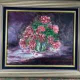 Painting painting bouquet of red peony flowers