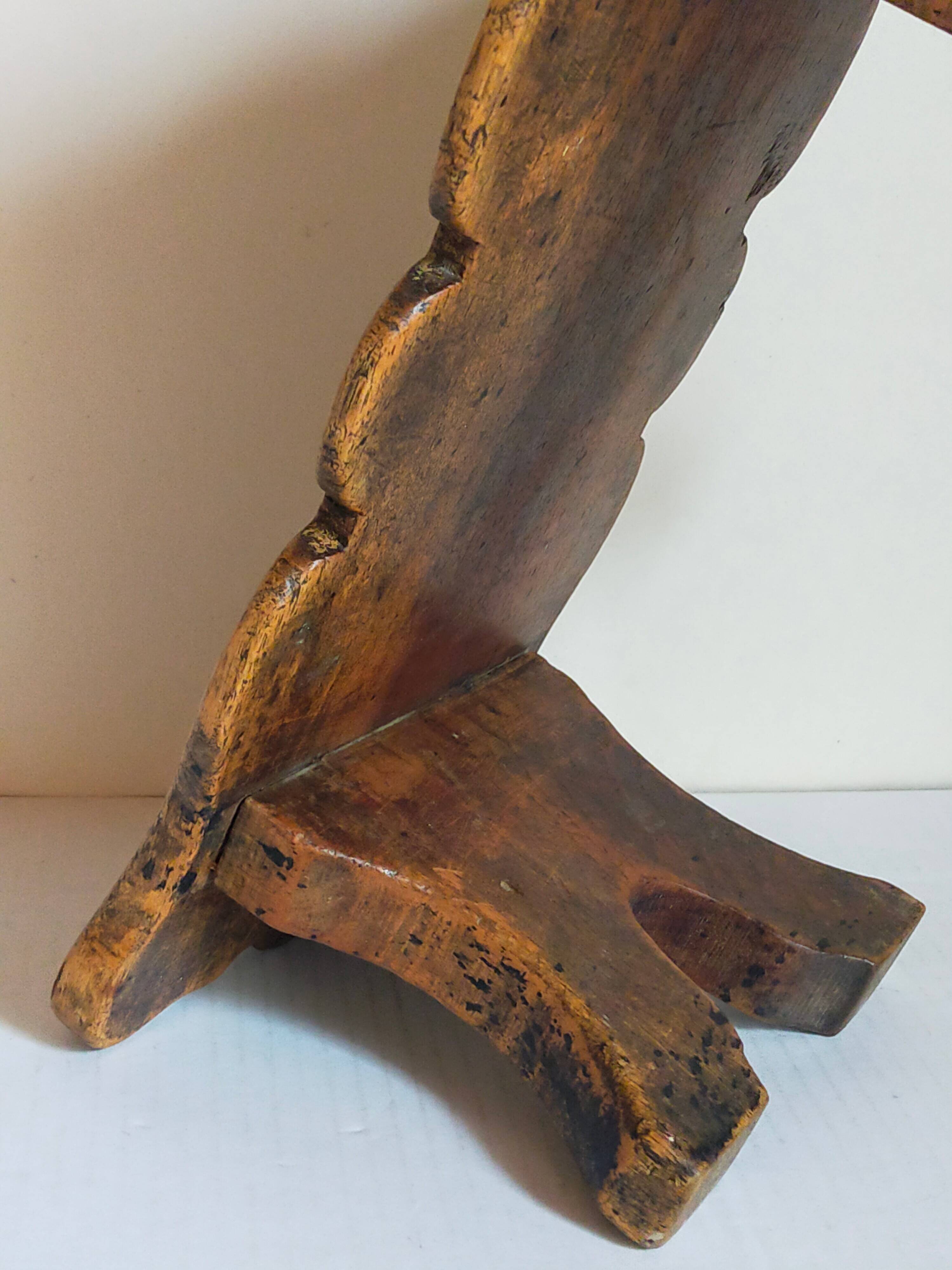 Old footstool in solid wood 19th century