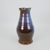 Beautiful blue-brown ceramic pitcher signed under the base