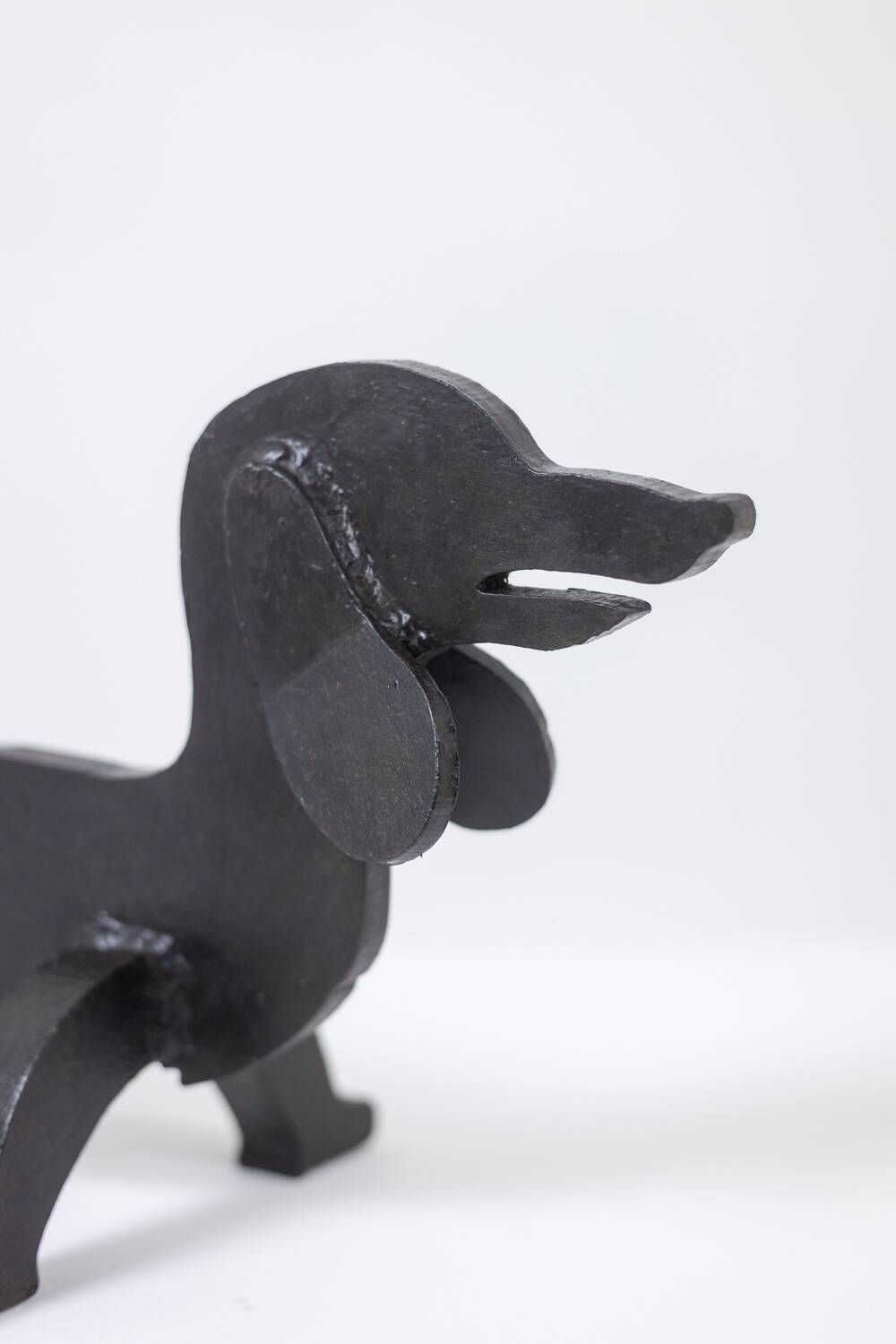 Edouard Shenck. Pair of zoomorphic andirons in wrought iron. 1950s.