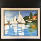 Painting white sailboats