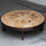 Table basse de Roger Capron, design ovale, France, années 1960