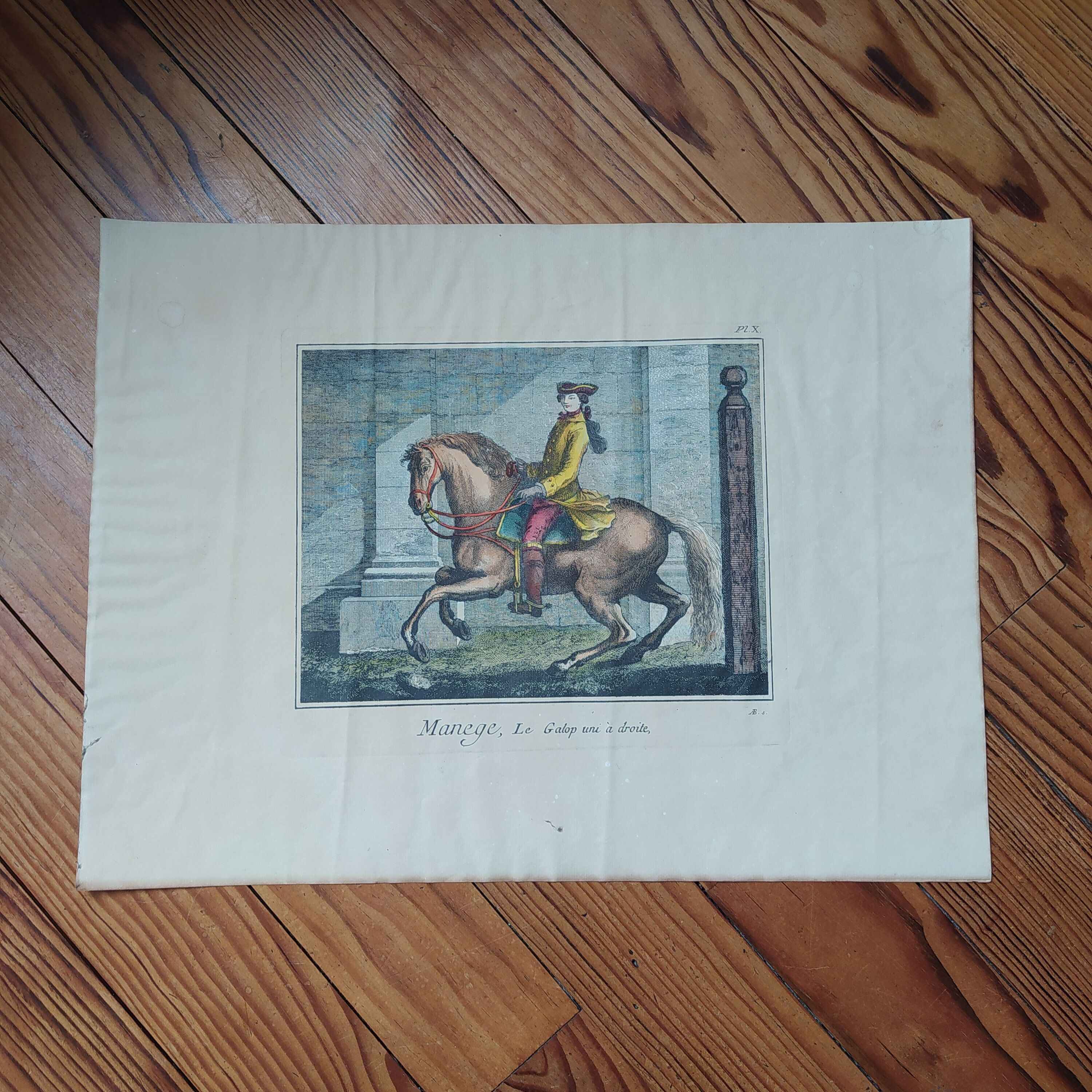 Antique equestrian engraving