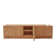 Italian Oak Wood Sideboard with Hand Carved Patterns in the Doors, Italy