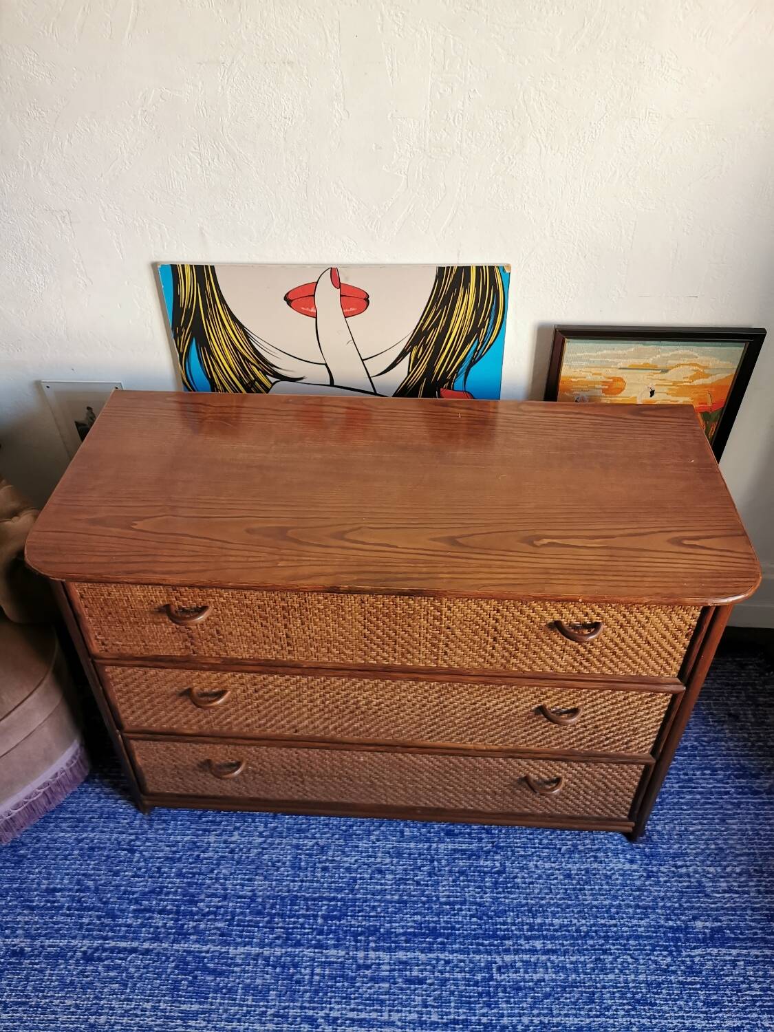 Commode en rotin et bambou