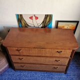 Rattan and bamboo chest of drawers