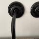 Pair of vintage glass and brass sconces electrified to nine