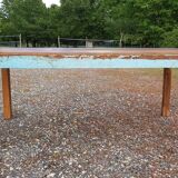 Polychrome teak dining table for 8 to 10 people