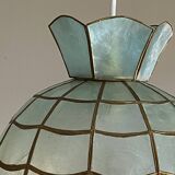 Suspension lampshade in bluish mother-of-pearl 1950