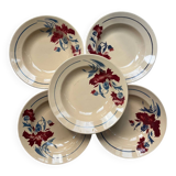 Set of 5 "Annie" Luneville eyelet plates.