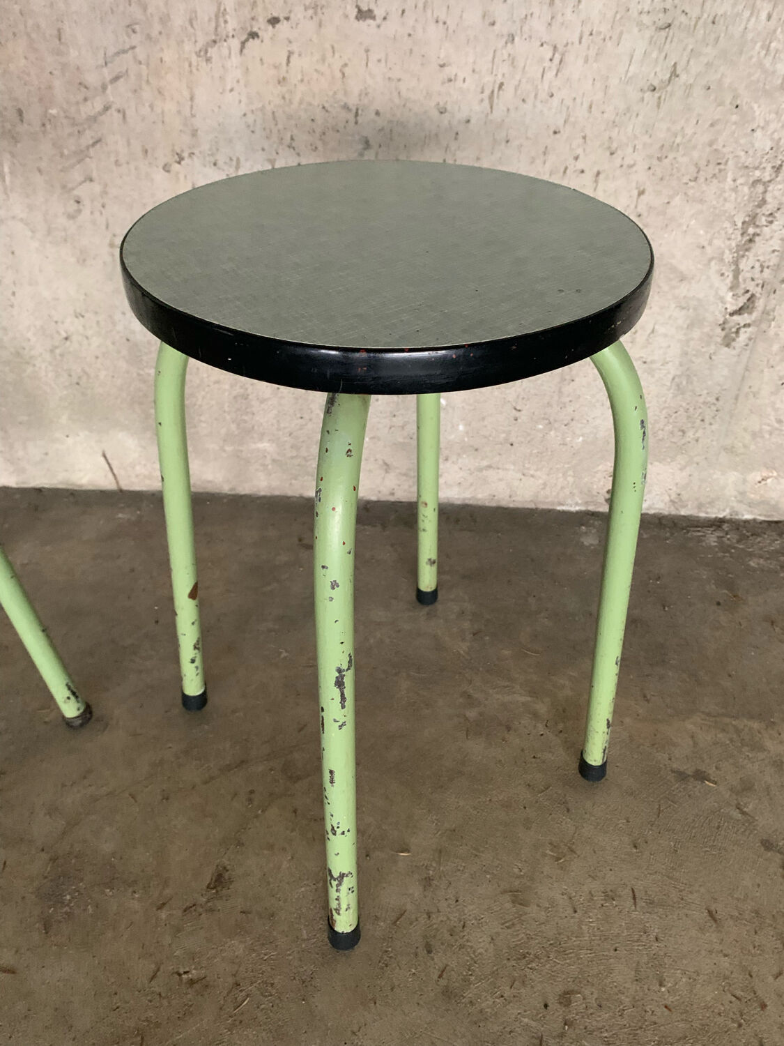 Pair of green Formica stools
