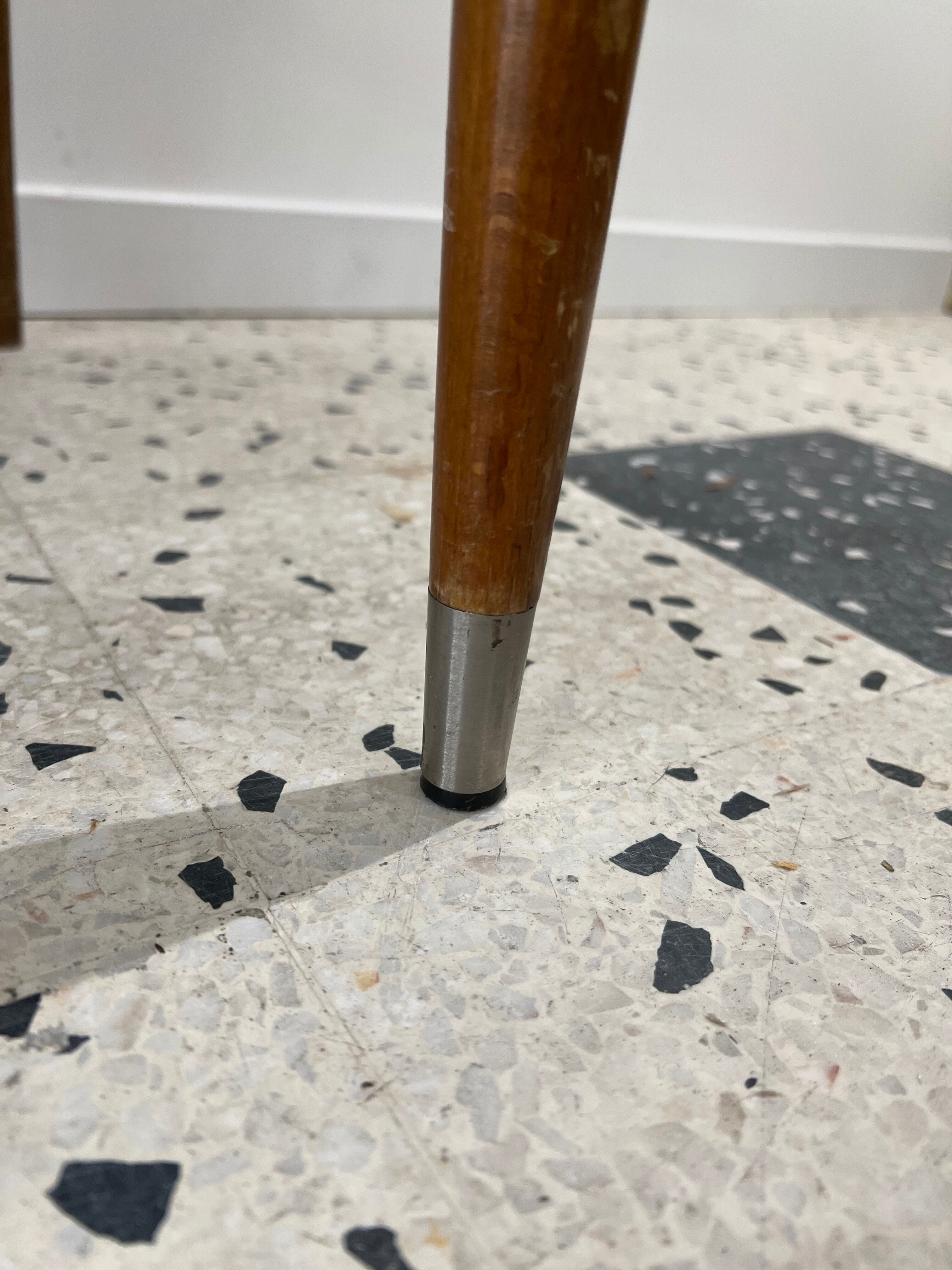 Scandinavian chair in wood and black imitation leather