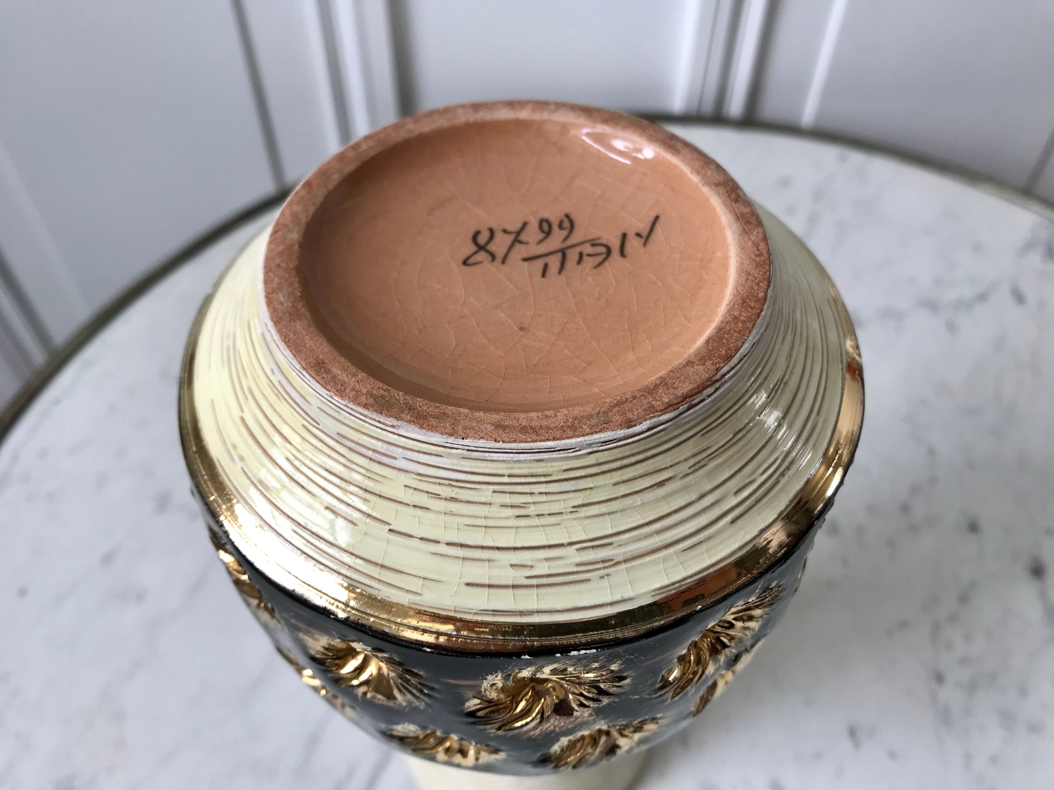 Pottery vase signed vintage 70s