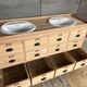 Furniture with 2 basins in raw wood