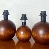 3 wooden ball lamp bases.