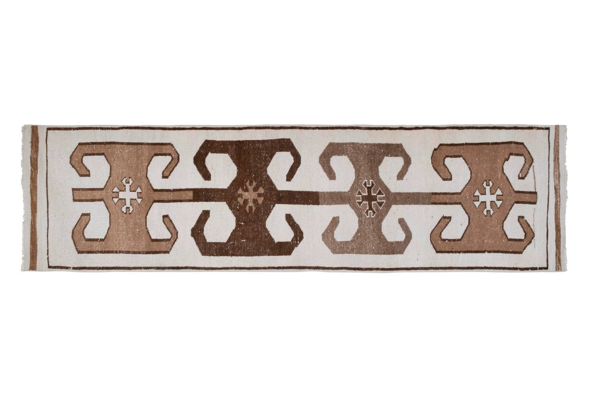 Vintage Turkish hallway rug 94x352 cm
