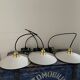 Set of three new electrified white enamelled sheet suspensions