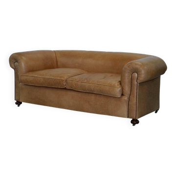 Victorian style vintage leather spring sofa