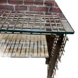 Metal coffee table with glass top