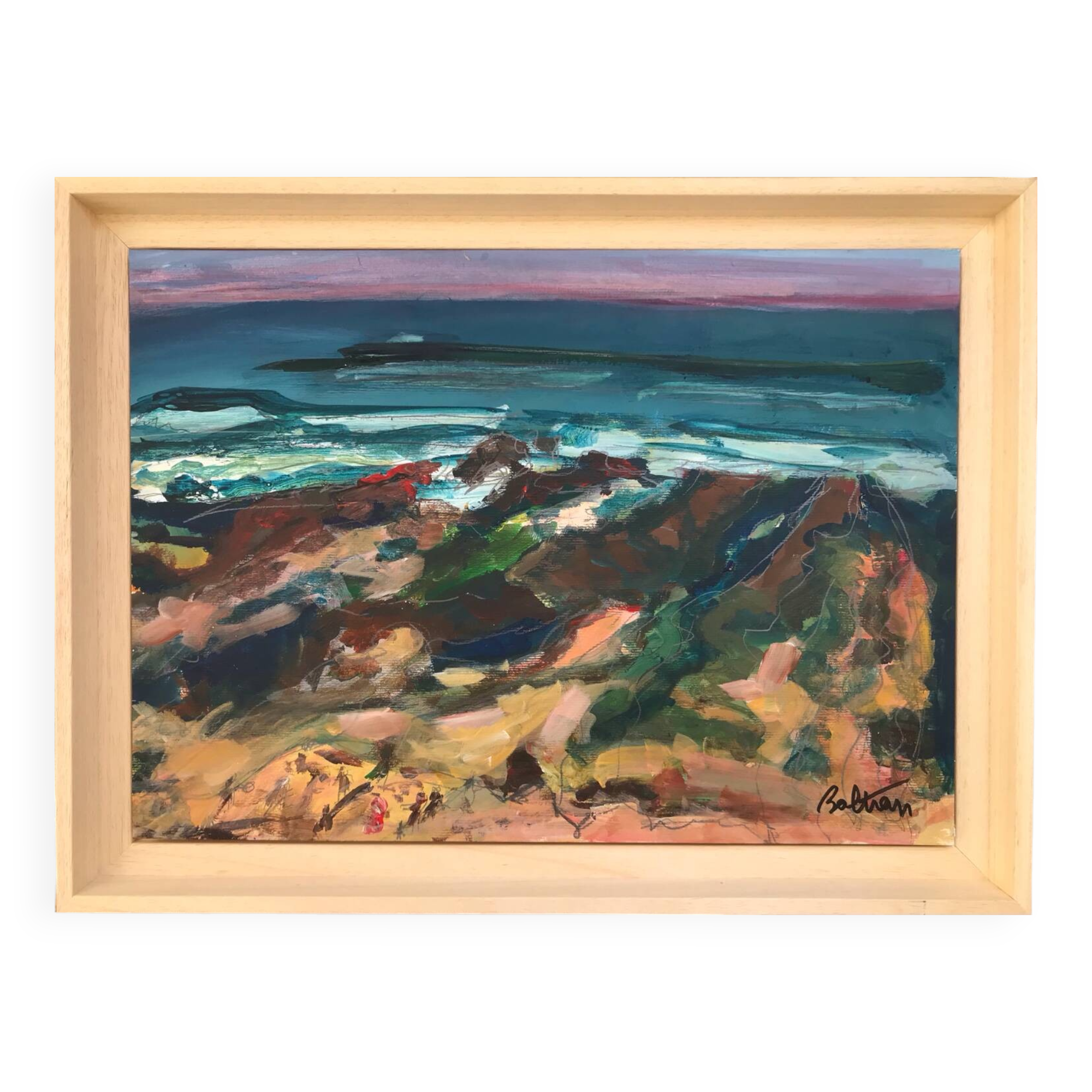 Acrylic painting by odile trpont, also known as baltran (1942). les sables d'olonne.