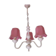 Lasuffed white metal suspension - 3 pink lampshades
