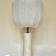 Travertine lamp with round linen shade