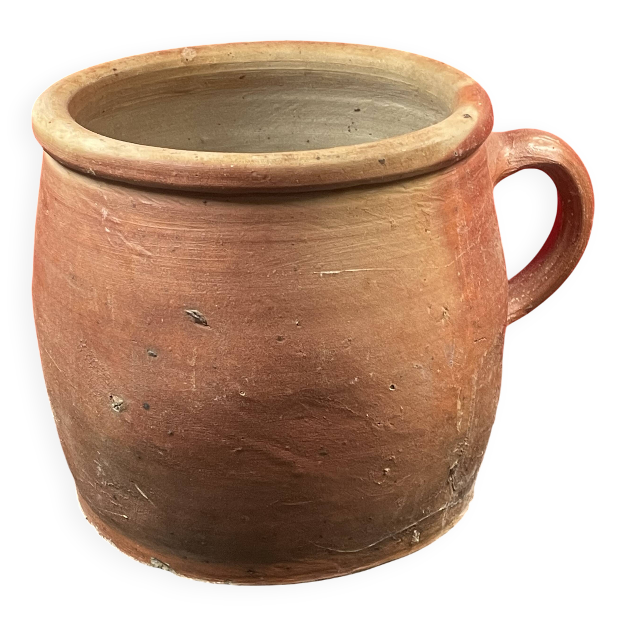 Very large stoneware grease pot Salting tub, folk art - H 20 cm