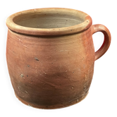 Very large stoneware grease pot Salting tub, folk art - H 20 cm