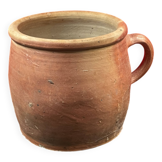 Very large stoneware grease pot Salting tub, folk art - H 20 cm