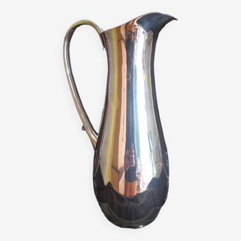 Grande carafe Art Déco à eau (ou à vin), en métal argenté, contenance 1,5 l